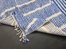 Custom Moroccan Rug - Blue & White Beni Ourain Berber Rug | Handwoven Wool Bohemian Rug | Soft Moroccan Wool Area Rug by 100kends