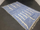 Custom Moroccan Rug - Blue & White Beni Ourain Berber Rug | Handwoven Wool Bohemian Rug | Soft Moroccan Wool Area Rug by 100kends