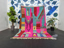 Hand-Knotted Moroccan Berber Rug - Pink Beni Ourain Carpet, Colorful Wool Rug for Living Room & Bedroom - Custom Handmade Morocco Rug