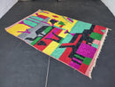 Custom Moroccan Rug - Handwoven Beni Ourain Rug, Colorful Oushak Wool Rug, Bohemian Living Room Carpet, Yellow & Green Morocco Rug