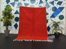 Custom Handmade Moroccan Red Wool Rug | Boho Berber Rug with Fringes | Custom Sizes 3x5 ft to 15x15 ft | Custom Wool Red rug by 100kends