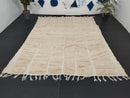 Custom Moroccan Wool Rug - Handmade Solid White Berber Rug with Fringes | Beni Ourain Style, Sizes 3x5ft to 15x15ft By 100kends