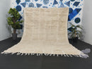 Custom Moroccan Wool Rug - Handmade Solid White Berber Rug with Fringes | Beni Ourain Style, Sizes 3x5ft to 15x15ft By 100kends