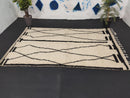 Handmade Moroccan Berber Rug - Custom Beni Ourain Rug in White and Black, Soft Wool Carpet, Bohemian Style Rug for Living Room