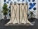 Handmade Moroccan Berber Rug - Custom Beni Ourain Rug in White and Black, Soft Wool Carpet, Bohemian Style Rug for Living Room