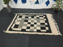 Custom Moroccan Handmade Wool Rug – Black & White Berber Rug, Perfect for Stairs, Kitchens, or Large Spaces, Available in All Sizes