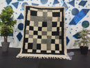 Custom Moroccan Handmade Wool Rug – Black & White Berber Rug, Perfect for Stairs, Kitchens, or Large Spaces, Available in All Sizes