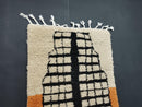Custom Moroccan Rug - Black and White Wool Rug, Handmade Squares Design, Living Room Rug, Custom Size Moroccan Wool Rug By 100kends
