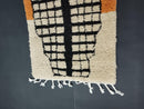 Custom Moroccan Rug - Black and White Wool Rug, Handmade Squares Design, Living Room Rug, Custom Size Moroccan Wool Rug By 100kends