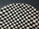 Handmade Moroccan Round Rug – Custom Wool Checkered Area Rug, Boho Living Room & Bedroom Décor, Cozy Gift for Her and Housewarming Present