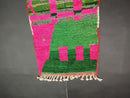 Handmade Moroccan Runner Rug – Wool Green & Pink Hallway Rug, Abstract Bohemian Runner, Beni Ourain Authentic Handwoven Rug by 100kends