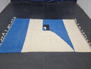 Handmade Blue Moroccan Rug - Custom Wool Berber Carpet - Abstract Sheep Wool Rug for Living Room, Personalized Boujad Rug