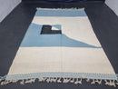 Custom Moroccan Rug - Blue and White Wool Rug, Handmade Moroccan Rug for Living Room, 9x12 Rug, 8x10 Rug, White and blue Rug by 100kends