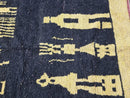 Handmade Black & Gold Moroccan Rug - Custom Size Wool Rug, Boho Berber Carpet, Modern Artisan Rug, Minimalist Floor Grid Rug by 100kends