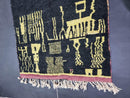 Handmade Black & Gold Moroccan Rug - Custom Size Wool Rug, Boho Berber Carpet, Modern Artisan Rug, Minimalist Floor Grid Rug by 100kends