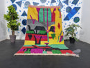 Custom Moroccan Rug - Handwoven Beni Ourain Rug, Colorful Oushak Wool Rug, Bohemian Living Room Carpet, Yellow & Green Morocco Rug