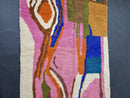 Handmade Moroccan Wool Rug - Abstract White, Pink, Blue, Green, and Brown Berber Carpet - Custom Sizes Available - Bedroom Rug by 100kends