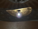 Handcrafted Moroccan Brass Half Pendant Light – Sculpted Wavy Ceiling Lamp with Pierced Shade | Boho, Modern, Oriental Lighting Decor