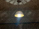 Half Round Moroccan Brass Pendant Light – Handmade Dome Ceiling Fixture with Pierced Design – Arabic Boho Hanging Lamp for Home Décor