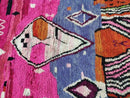 Pink Bohemian Wool Berber Rug | Handmade Moroccan Azilal Rug | Artistic Boujaad Geometric Hand Knotted Beni Ourain | Custom Sizes Available