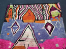 Pink Bohemian Wool Berber Rug | Handmade Moroccan Azilal Rug | Artistic Boujaad Geometric Hand Knotted Beni Ourain | Custom Sizes Available