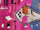 Pink Bohemian Wool Berber Rug | Handmade Moroccan Azilal Rug | Artistic Boujaad Geometric Hand Knotted Beni Ourain | Custom Sizes Available