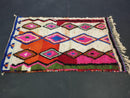Custom Moroccan Rug – Handmade Artistic Berber Wool Rug with Pink, Blue & Orange Diamond Patterns – Abstract Boho Tapis Marocain by 100kends