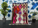Custom Moroccan Rug – Handmade Artistic Berber Wool Rug with Pink, Blue & Orange Diamond Patterns – Abstract Boho Tapis Marocain by 100kends