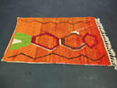 Handmade Moroccan Beni Ourain Rug – Bright Orange Berber Carpet with Geometric Patterns, Wool Tapis Berbere, Custom Large & Small Area Rug