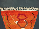 Handmade Moroccan Beni Ourain Rug – Bright Orange Berber Carpet with Geometric Patterns, Wool Tapis Berbere, Custom Large & Small Area Rug