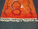 Handmade Moroccan Beni Ourain Rug – Bright Orange Berber Carpet with Geometric Patterns, Wool Tapis Berbere, Custom Large & Small Area Rug