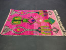 Vibrant Handmade Abstract Pink Morocan Wool Rug | Custom Sizes | Funky Berber Boho Art Rug | Bright Tribal Geometric Wool Carpet by 100kends