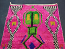 Vibrant Handmade Abstract Pink Morocan Wool Rug | Custom Sizes | Funky Berber Boho Art Rug | Bright Tribal Geometric Wool Carpet by 100kends