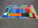 Handmade Custom Moroccan Rug – Bold Blue Berber Beni Ourain Carpet, Colorful Wool Bohemian Style Nursery Rug, Small, Large Sizes by 100kends