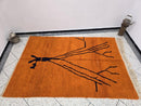 Handmade Moroccan Berber Rug – Custom Beni Ourain Wool Carpet in All Sizes, Modern Orange Morocco Rug with Black Abstract Tree Design