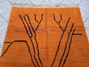Handmade Moroccan Berber Rug – Custom Beni Ourain Wool Carpet in All Sizes, Modern Orange Morocco Rug with Black Abstract Tree Design