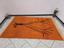 Handmade Moroccan Berber Rug – Custom Beni Ourain Wool Carpet in All Sizes, Modern Orange Morocco Rug with Black Abstract Tree Design