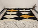 Handmade Moroccan Rug – Custom Berber Beni Ourain Boujaad Wool Area Rug, Abstract Diamond Black White Mustard Yellow Geometric Bohemian Rug