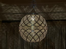 Handmade Moroccan Brass Lamp – Round Pendant Light Globe | Boho Style Lighting, Shadow Pattern Lamp, Arabic Perforated Ceiling Light