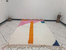 Handmade Beni Ourain Moroccan Rug | Modern Wool Berber Carpet with Abstract Geometric Design | Custom Large & Small Area Rugs by 100kends