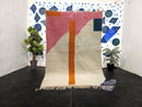 Handmade Beni Ourain Moroccan Rug | Modern Wool Berber Carpet with Abstract Geometric Design | Custom Large & Small Area Rugs by 100kends