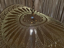 Handcrafted Moroccan Brass Pendant Light - Half Brass Artisan Lamp, Oriental Filigree Ceiling Light with Shadow Effect for Home Decor