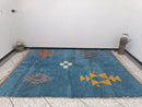 Custom Moroccan Rug – Handmade Berber Wool Carpet, Boho Beni Ourain Style, Blue Bohemian Living Room Area Rug, Modern Custom wool Size rug