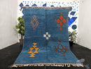 Custom Moroccan Rug – Handmade Berber Wool Carpet, Boho Beni Ourain Style, Blue Bohemian Living Room Area Rug, Modern Custom wool Size rug