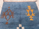 Custom Moroccan Rug – Handmade Berber Wool Carpet, Boho Beni Ourain Style, Blue Bohemian Living Room Area Rug, Modern Custom wool Size rug