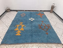 Custom Moroccan Rug – Handmade Berber Wool Carpet, Boho Beni Ourain Style, Blue Bohemian Living Room Area Rug, Modern Custom wool Size rug