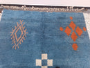 Custom Moroccan Rug – Handmade Berber Wool Carpet, Boho Beni Ourain Style, Blue Bohemian Living Room Area Rug, Modern Custom wool Size rug