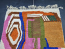 Handmade Moroccan Wool Rug - Abstract White, Pink, Blue, Green, and Brown Berber Carpet - Custom Sizes Available - Bedroom Rug by 100kends