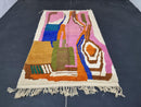 Handmade Moroccan Wool Rug - Abstract White, Pink, Blue, Green, and Brown Berber Carpet - Custom Sizes Available - Bedroom Rug by 100kends