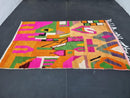 Handmade Custom Moroccan Rug - Geometric Beni Ourain Style - Vibrant Orange, Pink & Green Wool Rug - Custom Size Available - Moroccan Rug